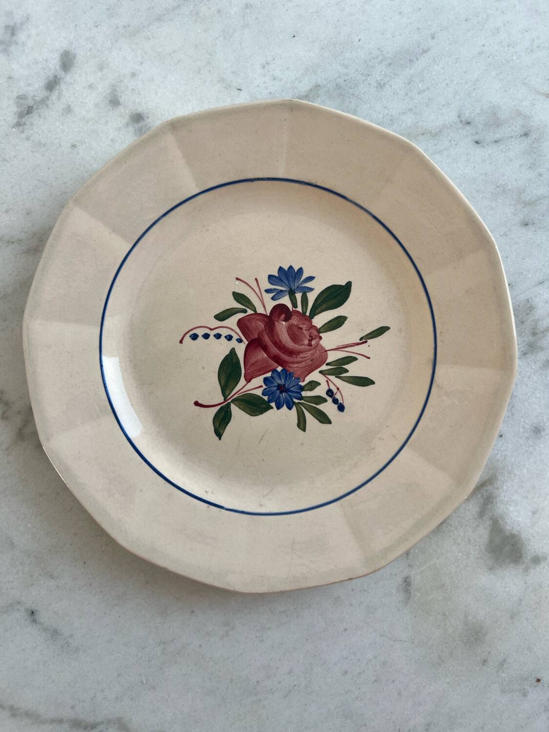 Set of 3 hand-painted dessert plates from Sarreguemines