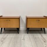 Pair of 1960s bedside tables compass feet