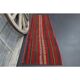 Vintage Turkish Oushak Handmade Wool Cotton Black Red Runner Rug 70x200