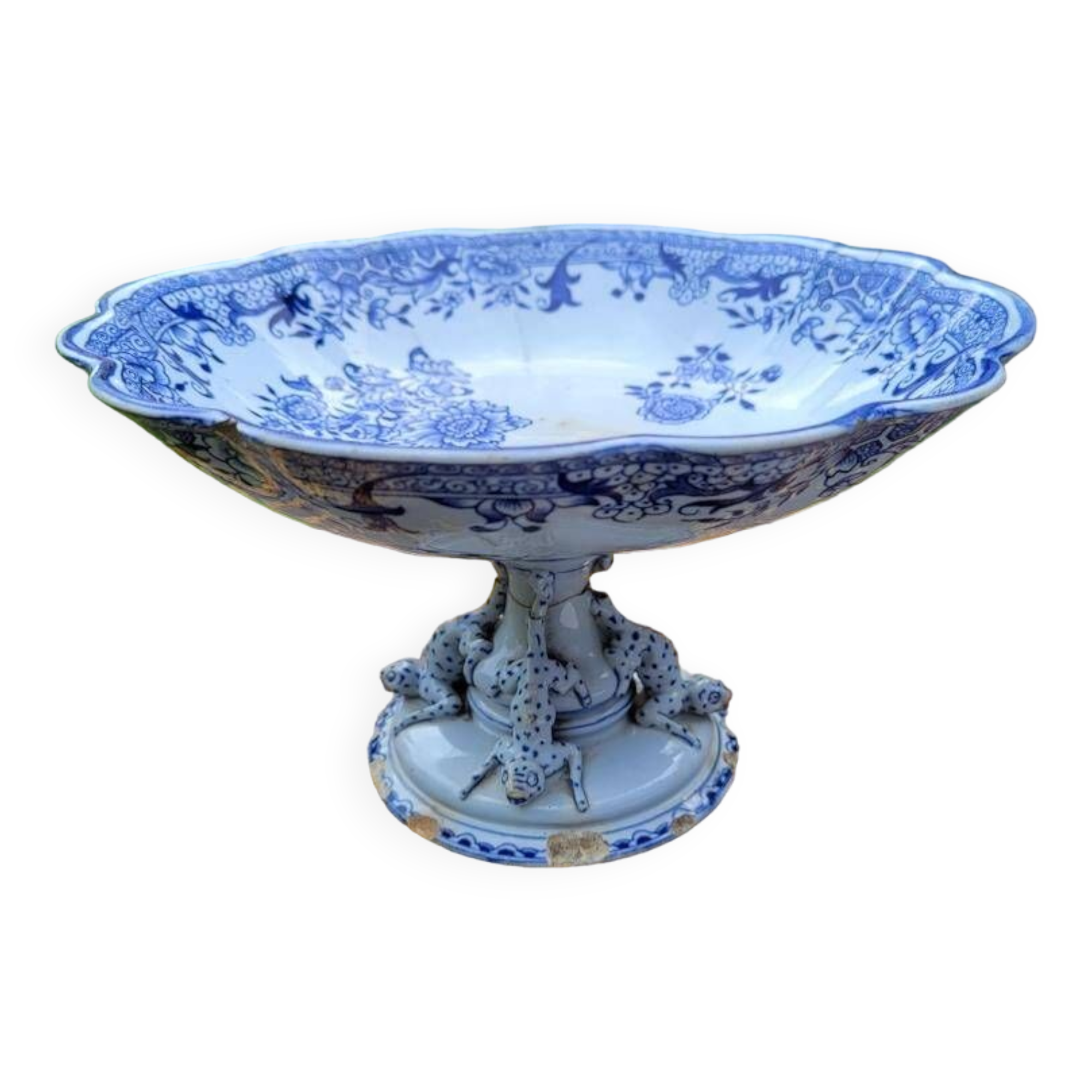 Longwy Chinese compote bowl 19th century salamanders