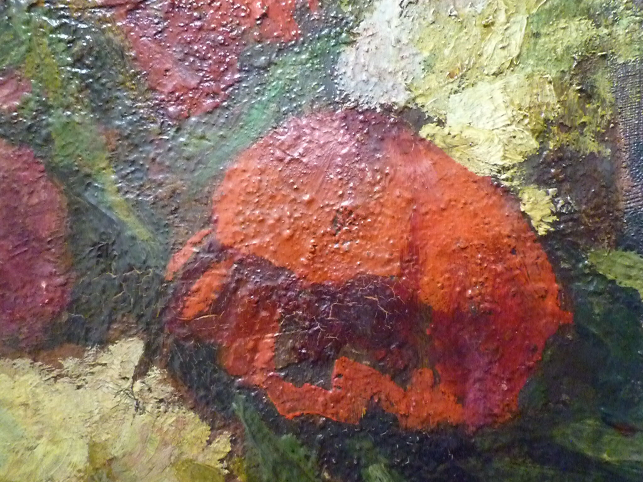 Oil table early twentieth bouquet of flowers