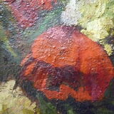 Tableau huile début XXe bouquet de fleurs