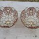 Pair of vintage pendant lamps in brass mother-of-pearl and shells
