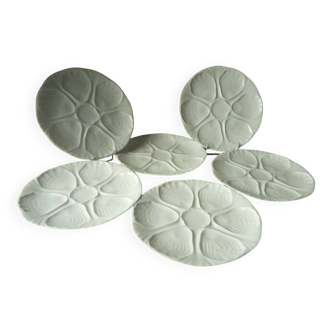 White porcelain oyster plates