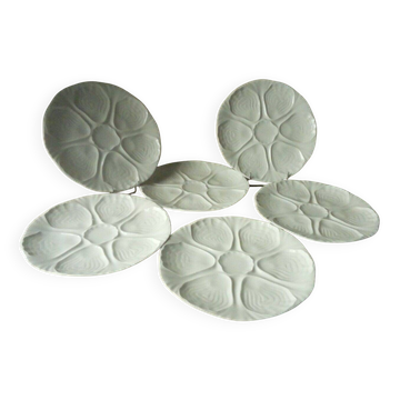 White porcelain oyster plates