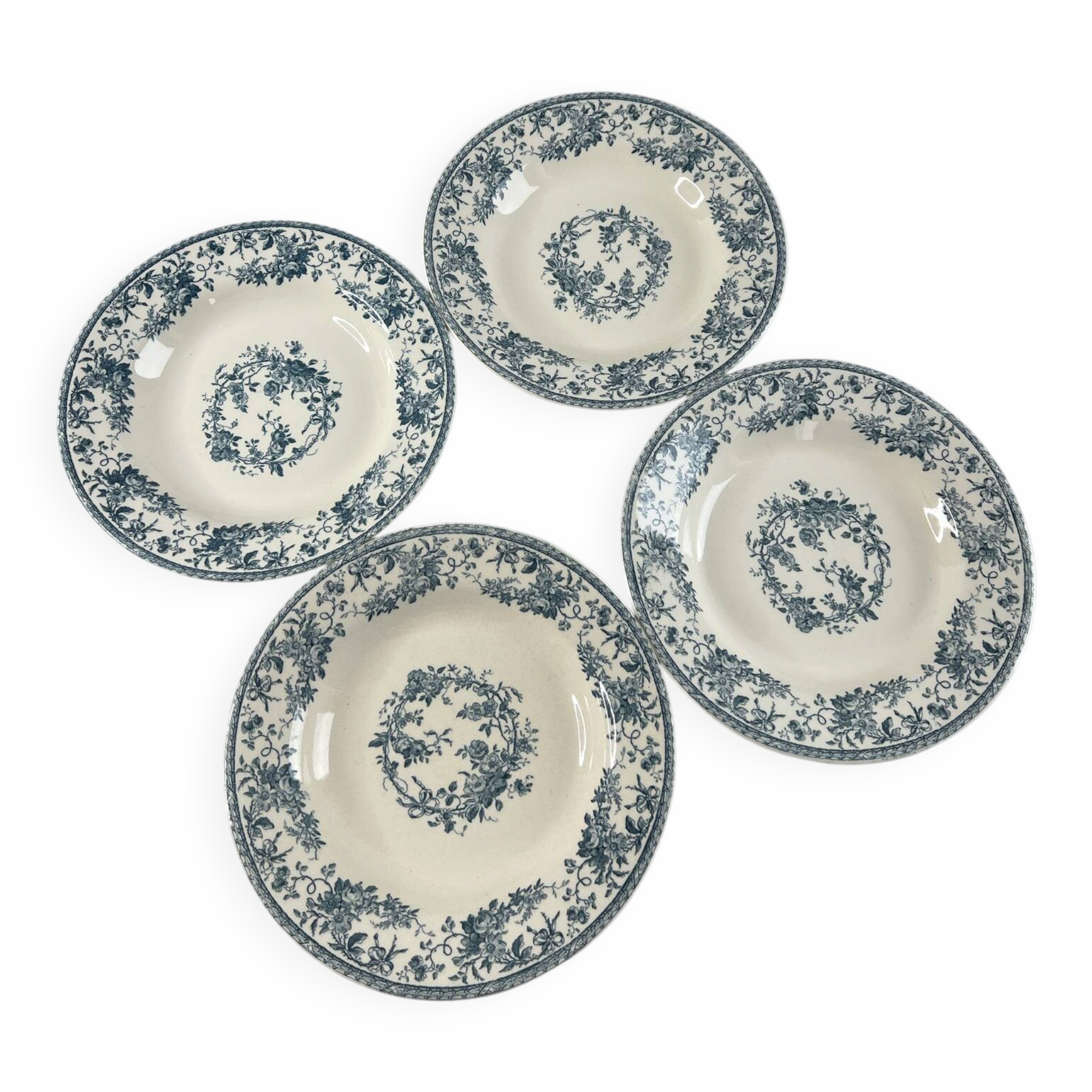 Terre de fer gien 1875 collection bouquet de roses - creuse lot de 4