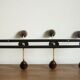 Coat rack varnished wood and gold metal