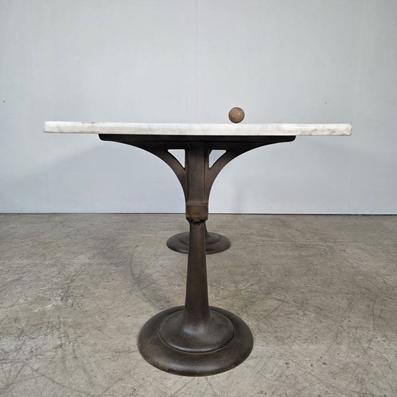 Superb cast iron and Carrara marble display table from a chocolate factory circa 1900