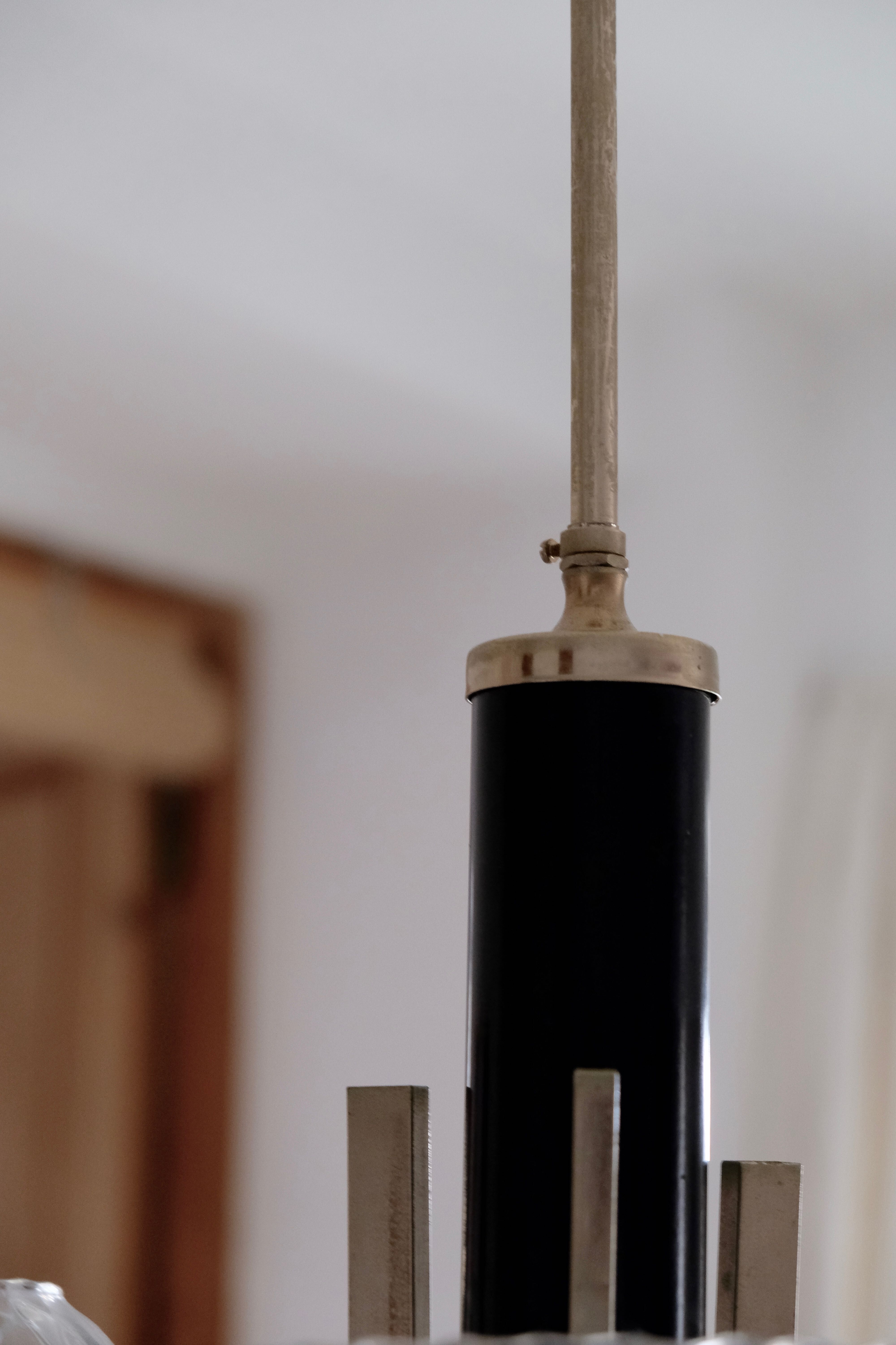 Smoky glass, brass and steel ceiling light