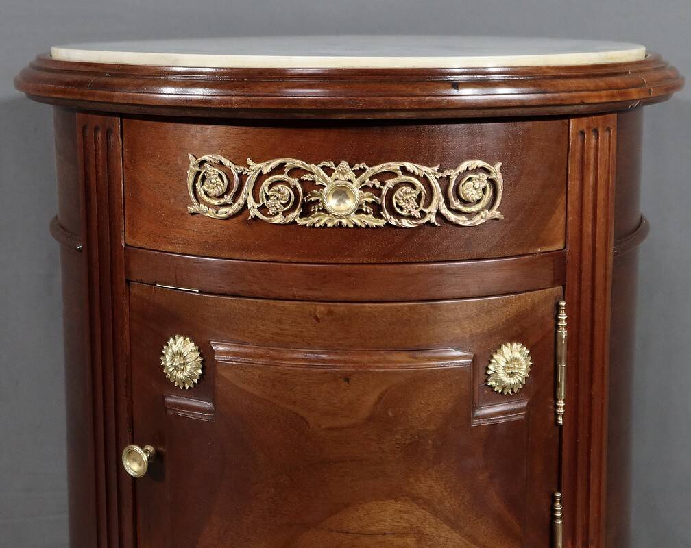 Small Tambour Table in Mahogany, Louis XVI style – Late 19th century