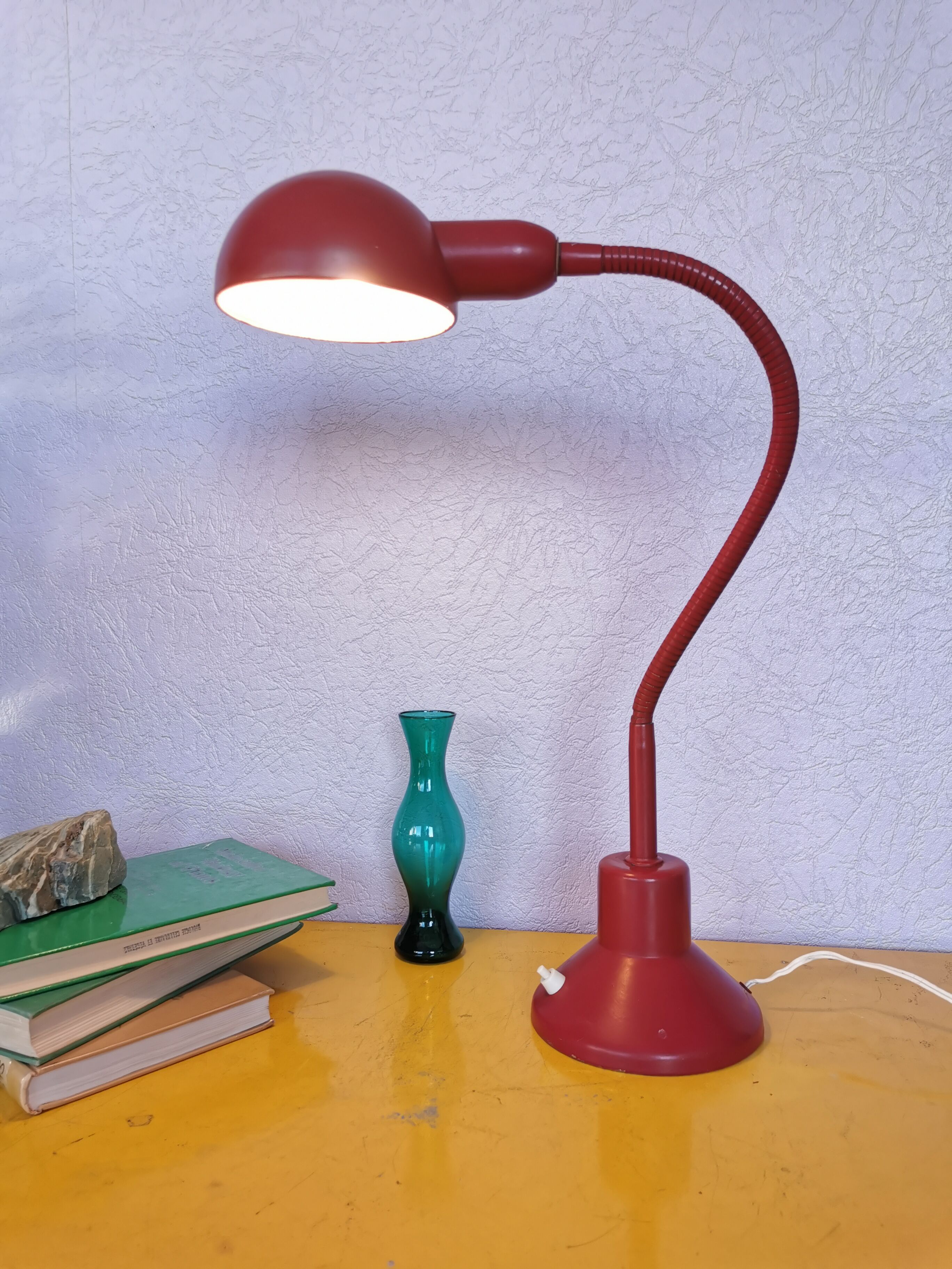 Burgundy flexible casserole lamp, 1960