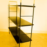 Etager, 1950s Italian bookcase in rosewood, brass and iron