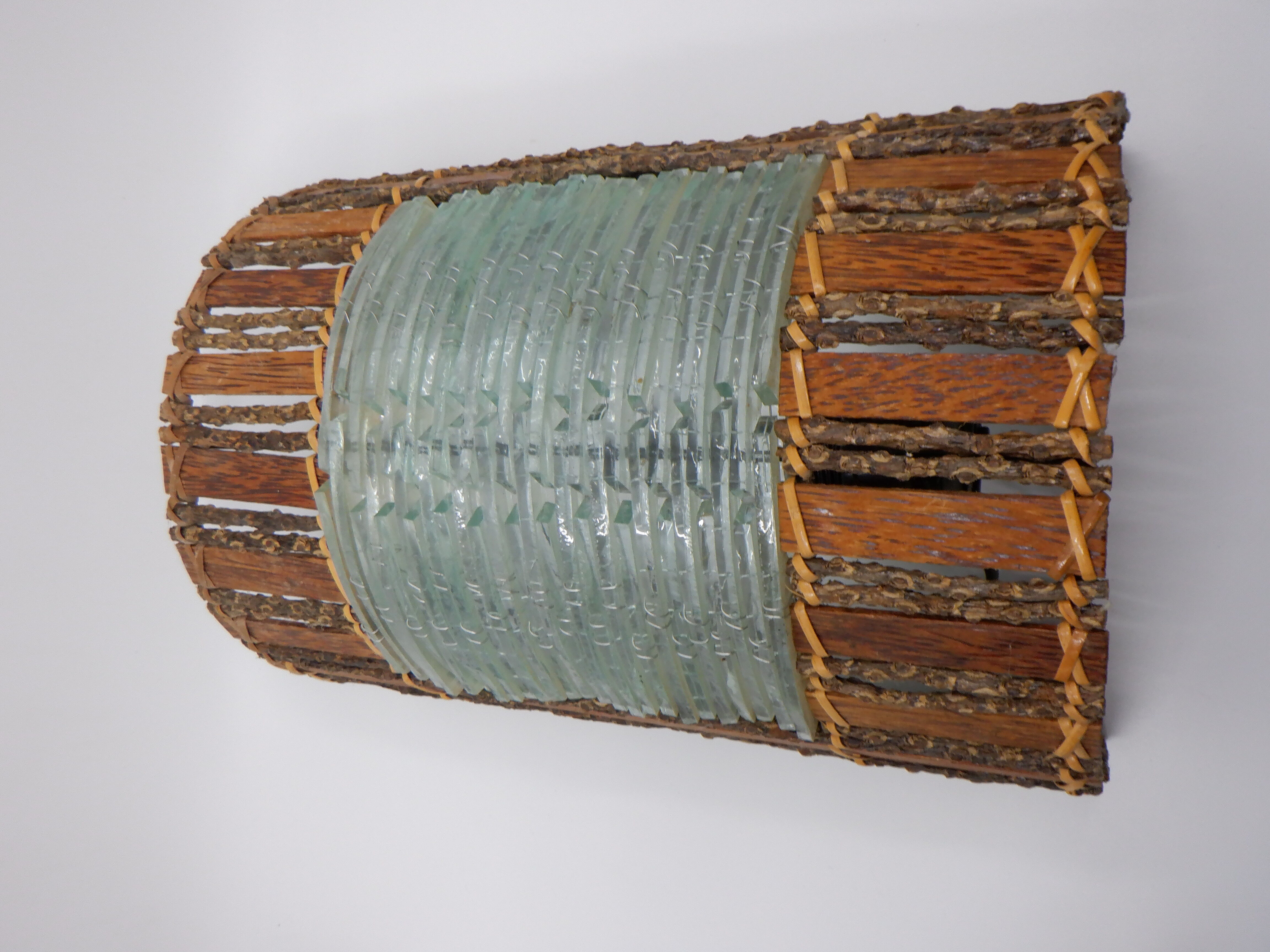 Pair of wooden and glass slats sconces