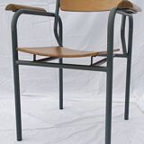 armchair tubular structure wooden seat and armrests