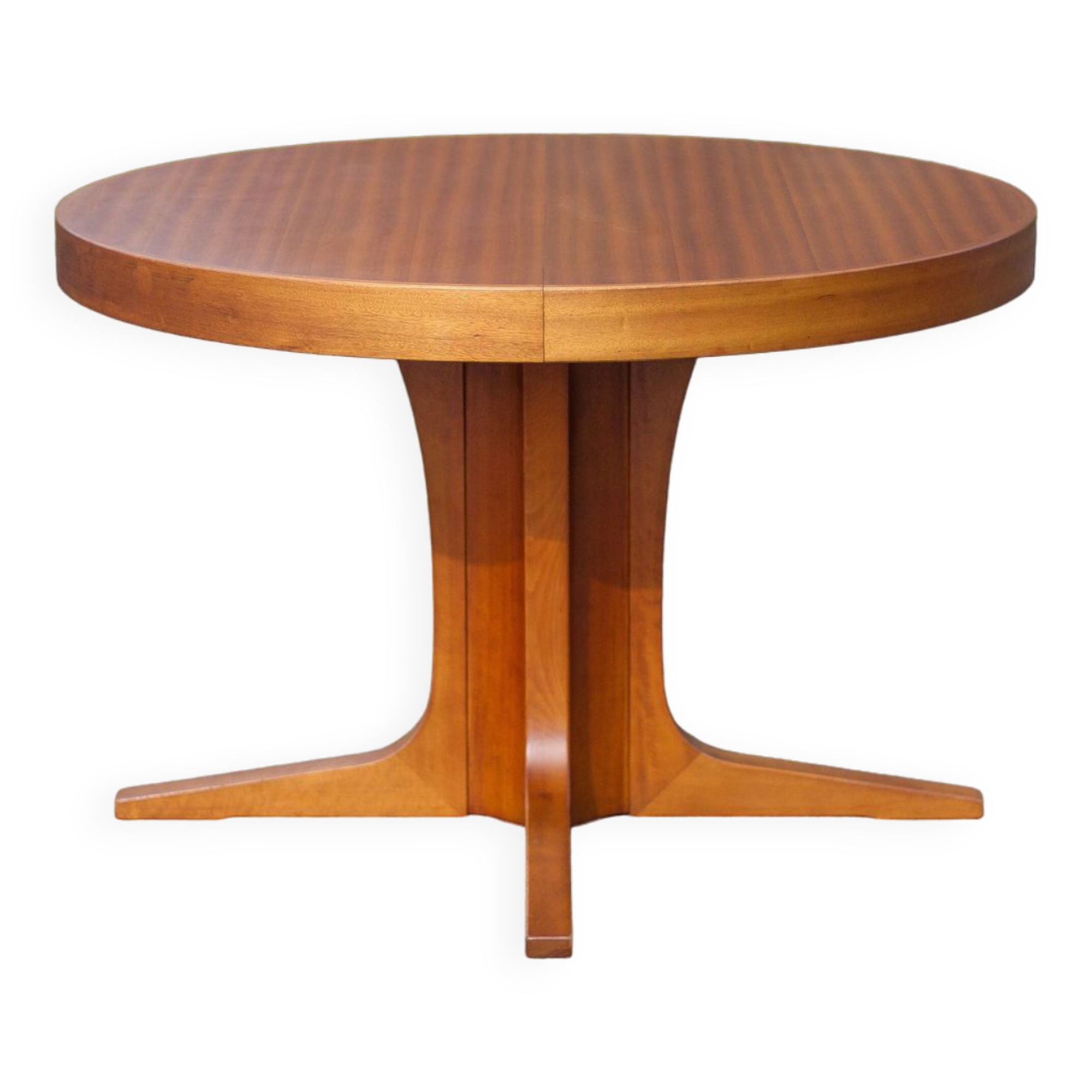 Round wooden table with 3 extensions, table with central star foot, dining table, living room table
