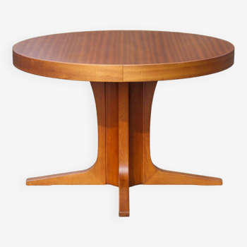 Round wooden table with 3 extensions, table with central star foot, dining table, living room table