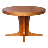 Round wooden table with 3 extensions, table with central star foot, dining table, living room table