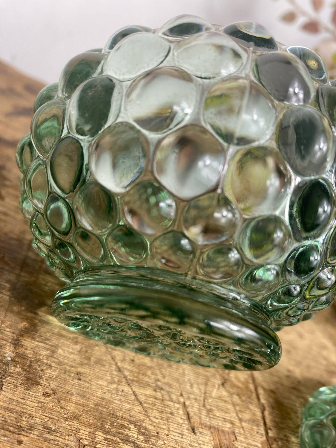 Glass candy box, embossed bubbles