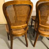 Set of 4 caned medallion chairs in Louis XVI style - Excellent condition - Oak