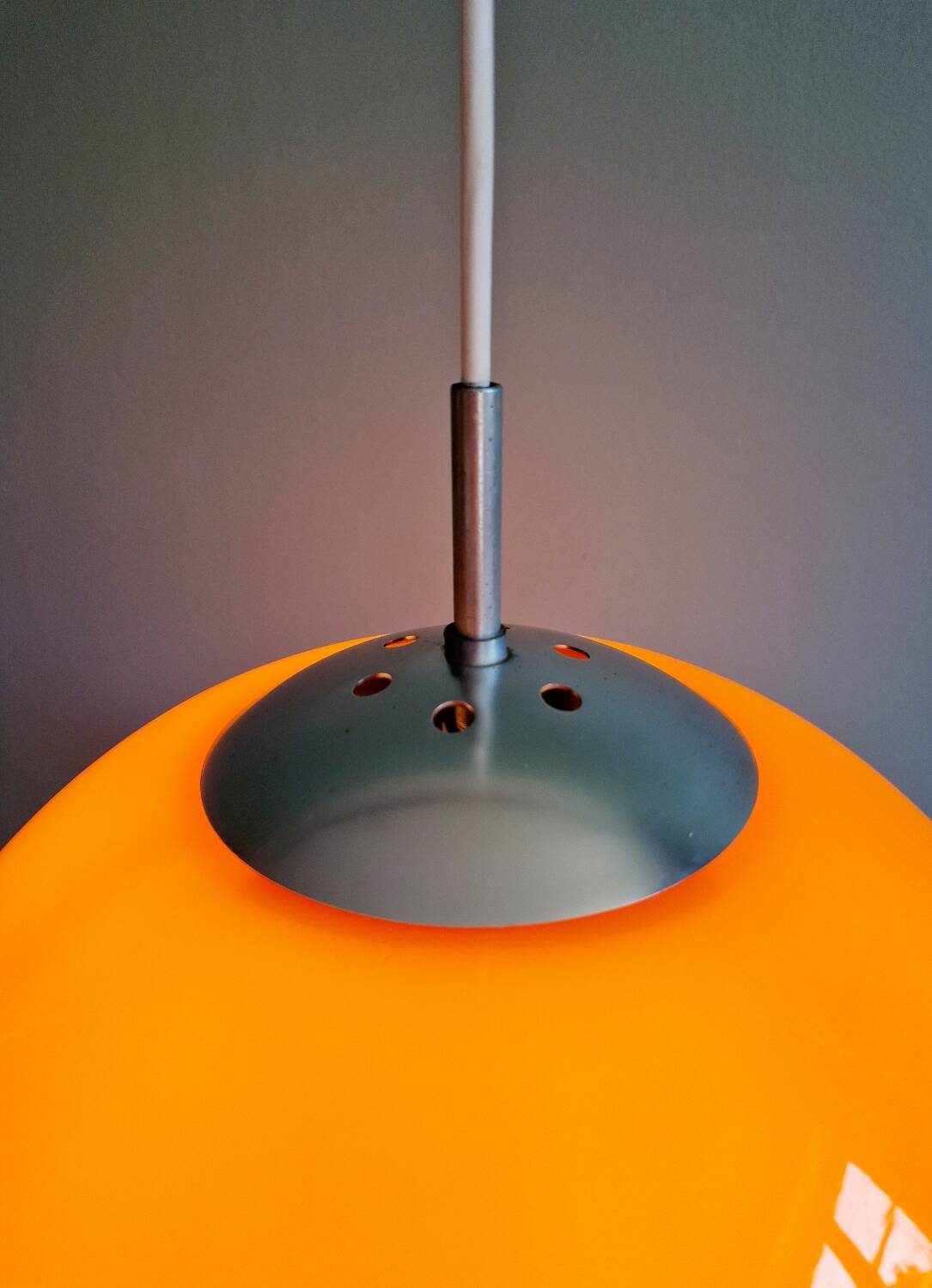 Large Space Age pendant light in orange opaline, 1960s-70s