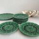 10 old dessert plates in Sarreguemines vine leaf slip