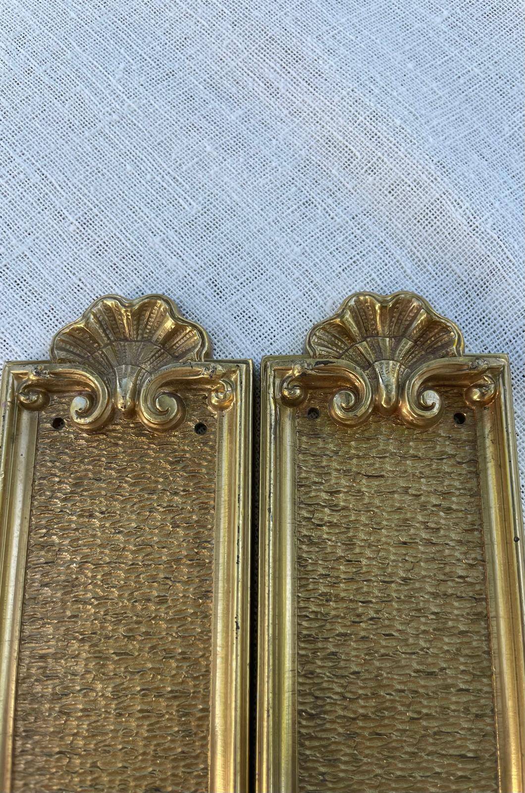 Vintage Lot of 3 Pairs of Heavy Brass Door Plates Lyon France
