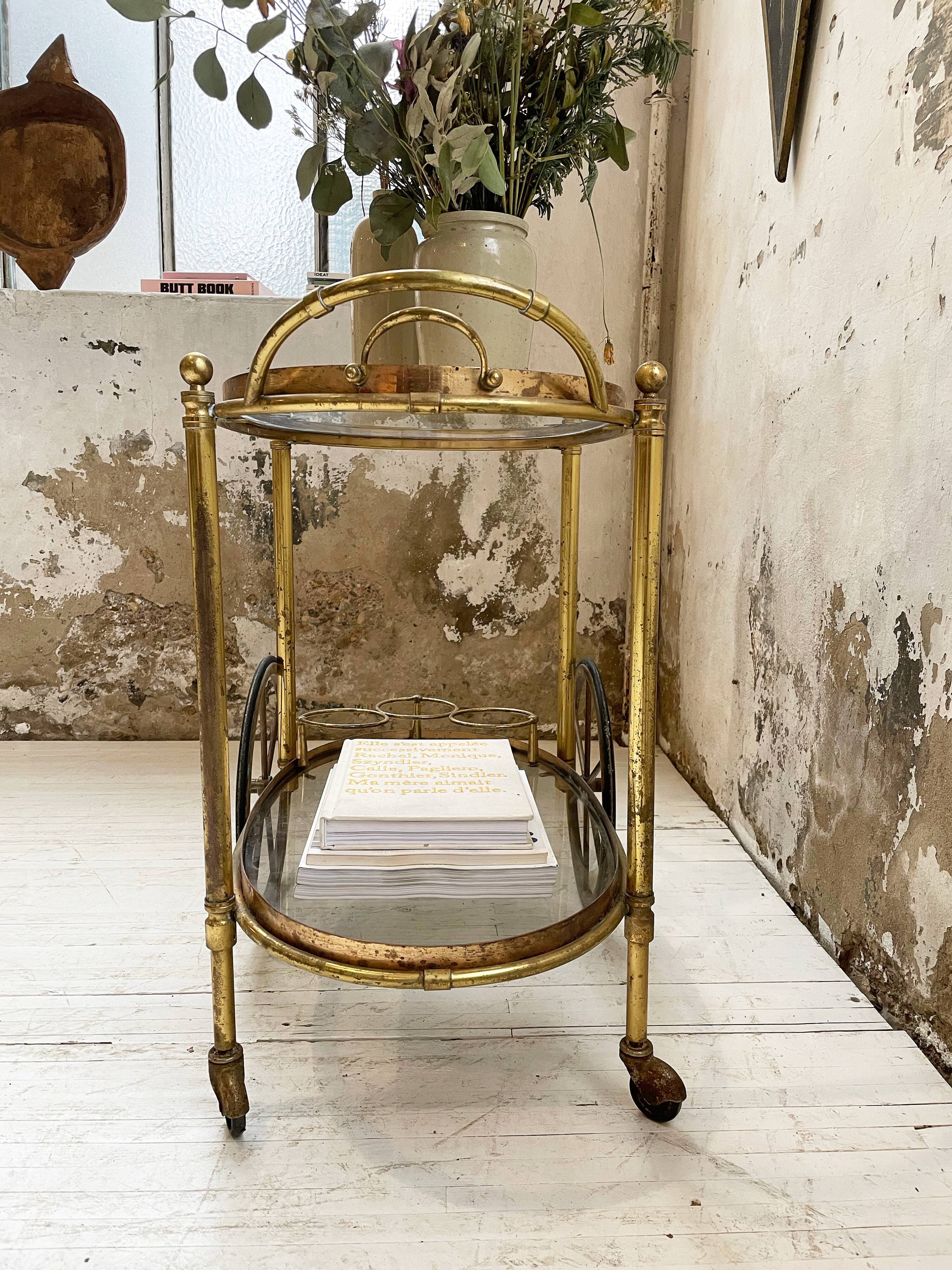 Cart serves brass bar