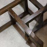 Italian Wooden & Smoked Glass Coffee Table, 60s