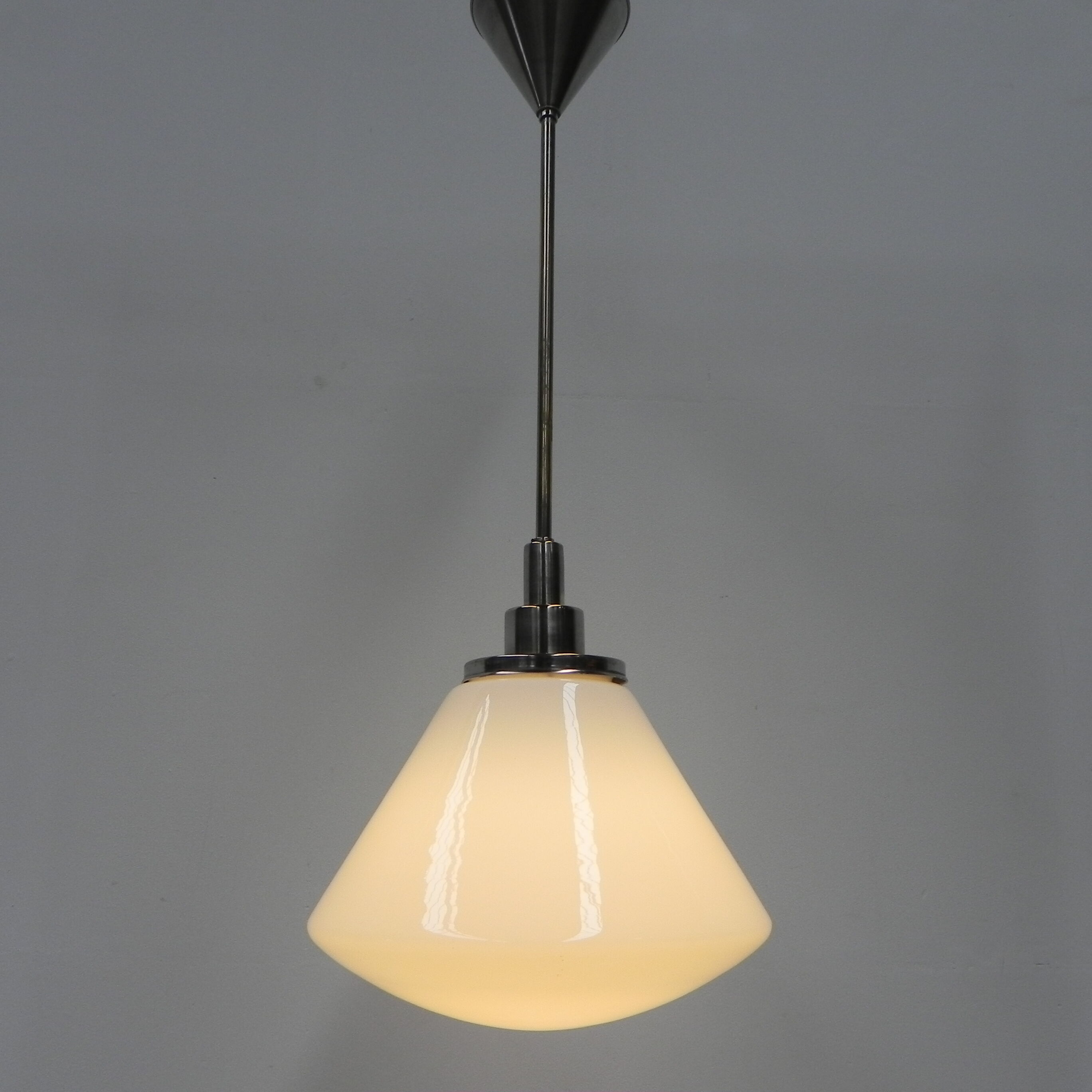 Art Deco school lamp with white glass shade
