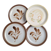 Vintage hand-painted flower stoneware plates