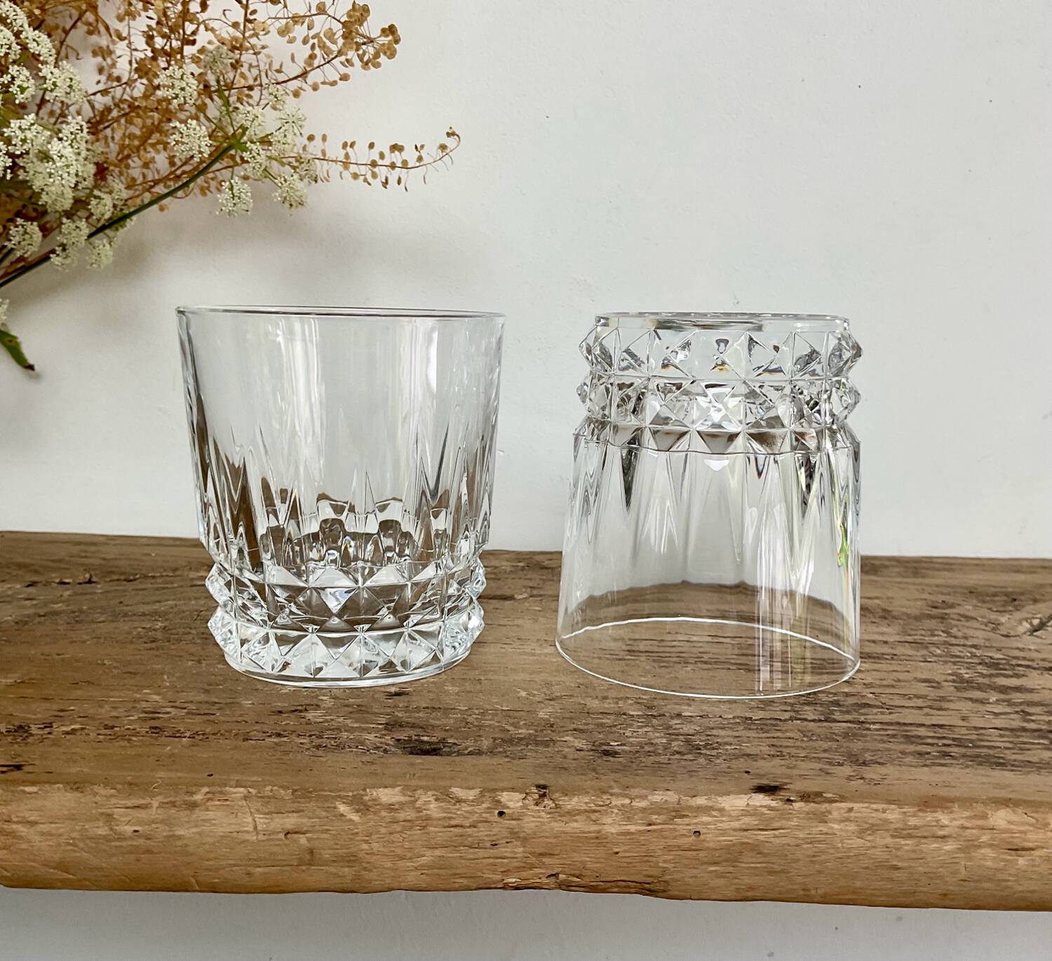 4 vintage whiskey glasses