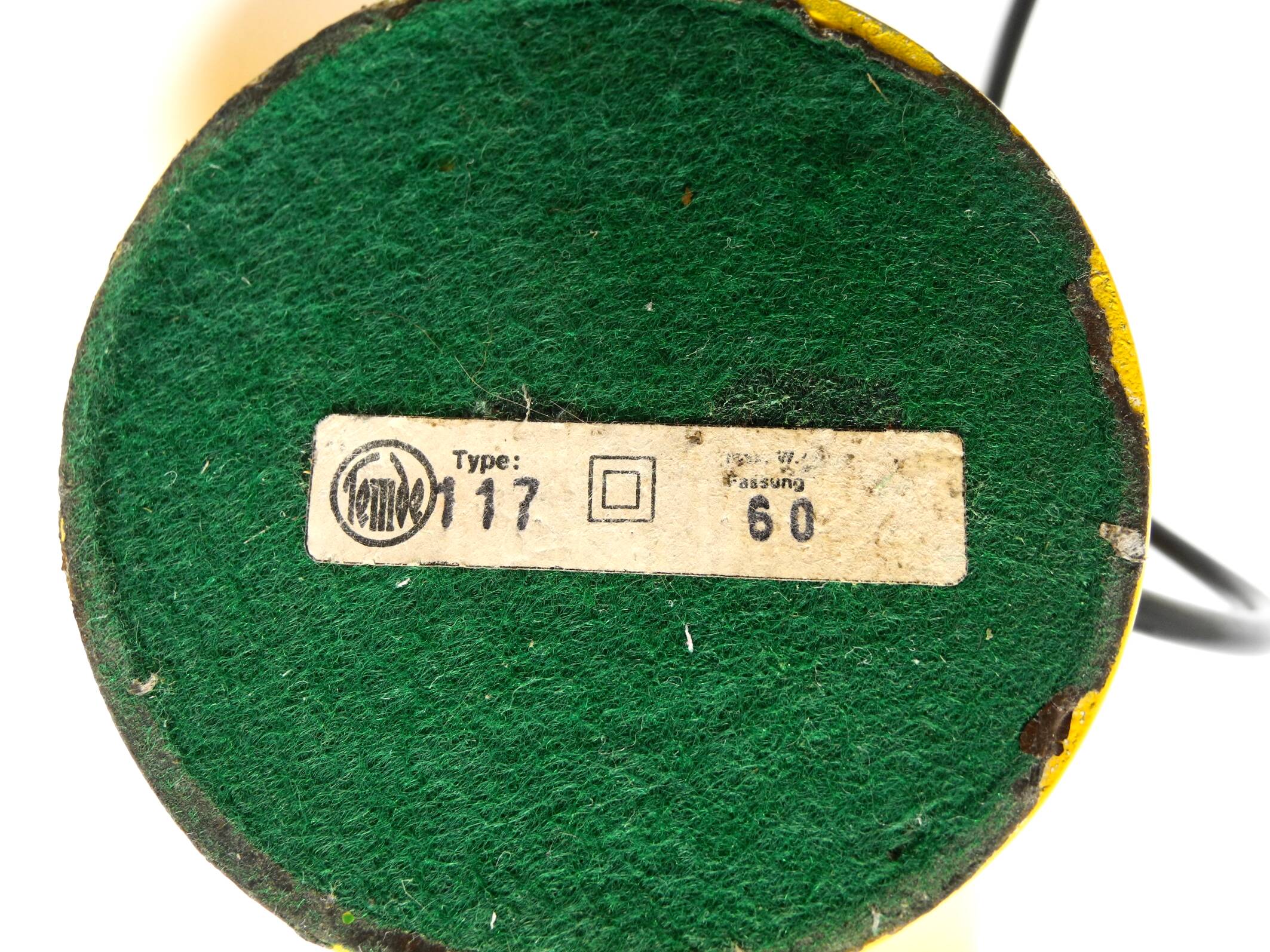 Very rare original Space Age 60s yellow table lamp made of iron by Temde