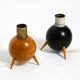 Pair of beautiful small Mid Century Modern tripod wooden table lamps