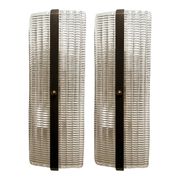 Contemporary Rectangular Diamond-Motif Murano Glass Sconces — Set of Four