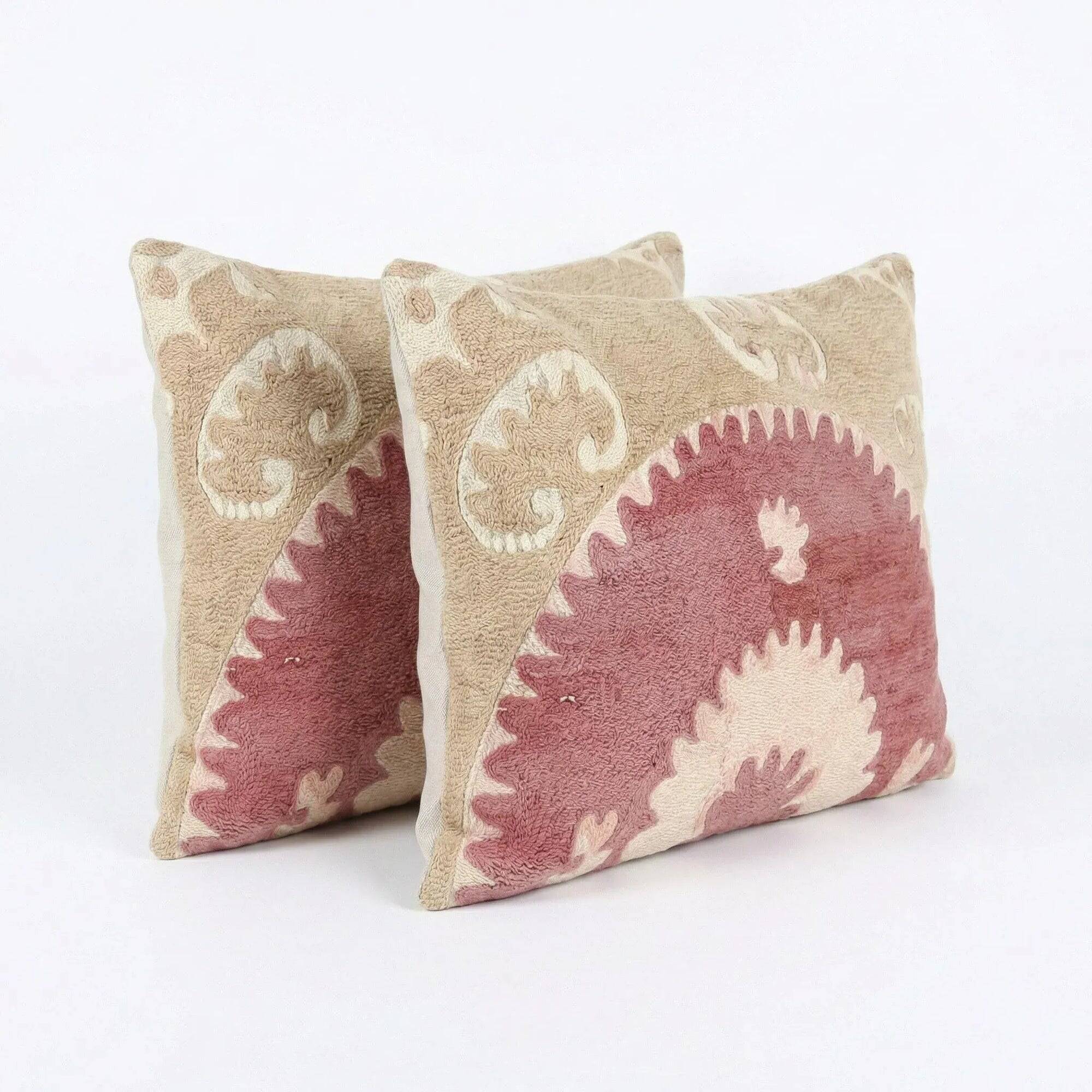 Set of 2 vintage embroidered cushion covers 36x56 cm