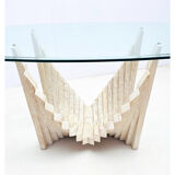 Vintage sculptural travertine table, italy 1970s