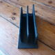 Vintage letter holder in black leather relief office accessory