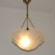 Vintage French 1930s Art Deco Gometric White Glass Ceiling Light