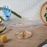 Glass and gold metal cake display - vintage