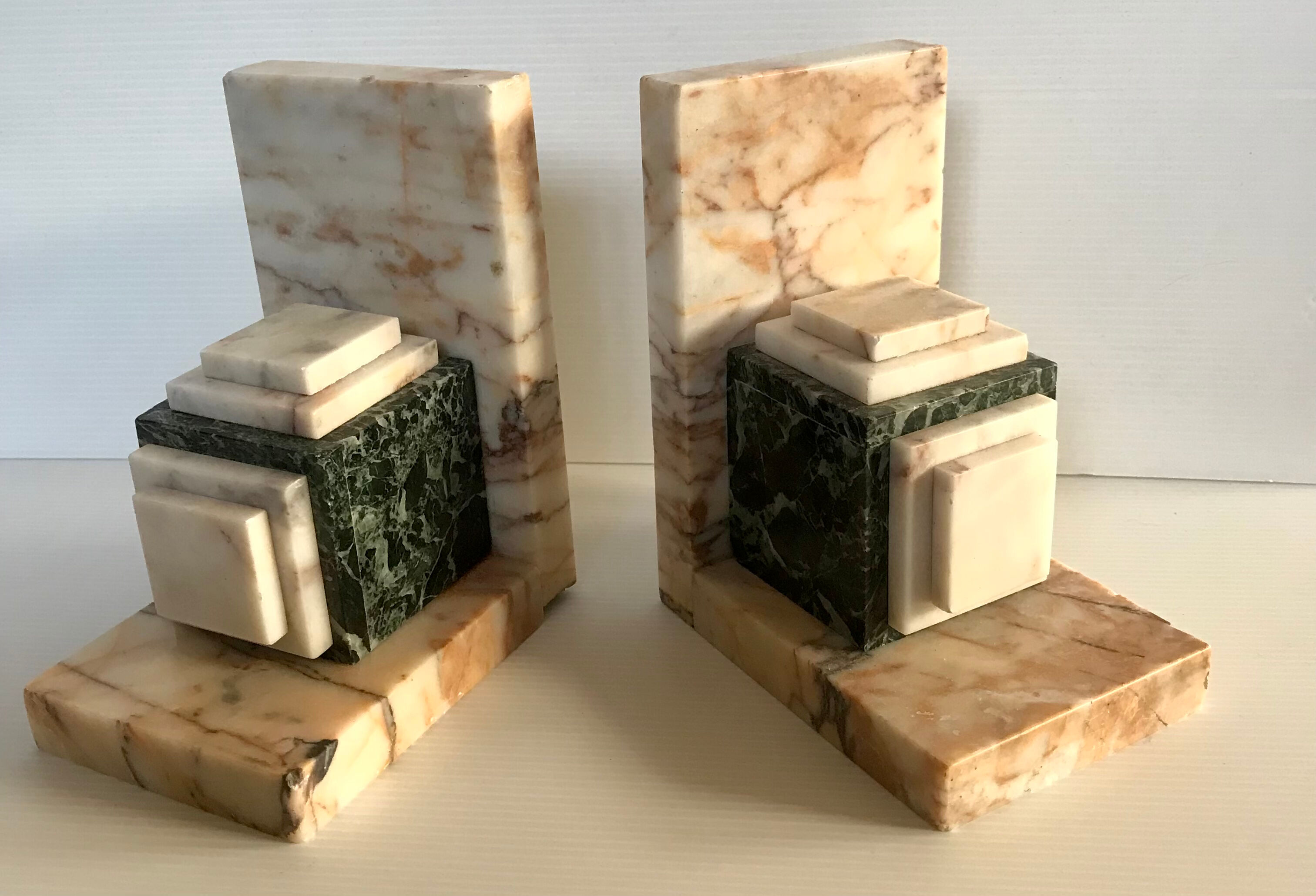 Pair of Art Deco marble book clamts