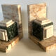 Pair of Art Deco marble book clamts