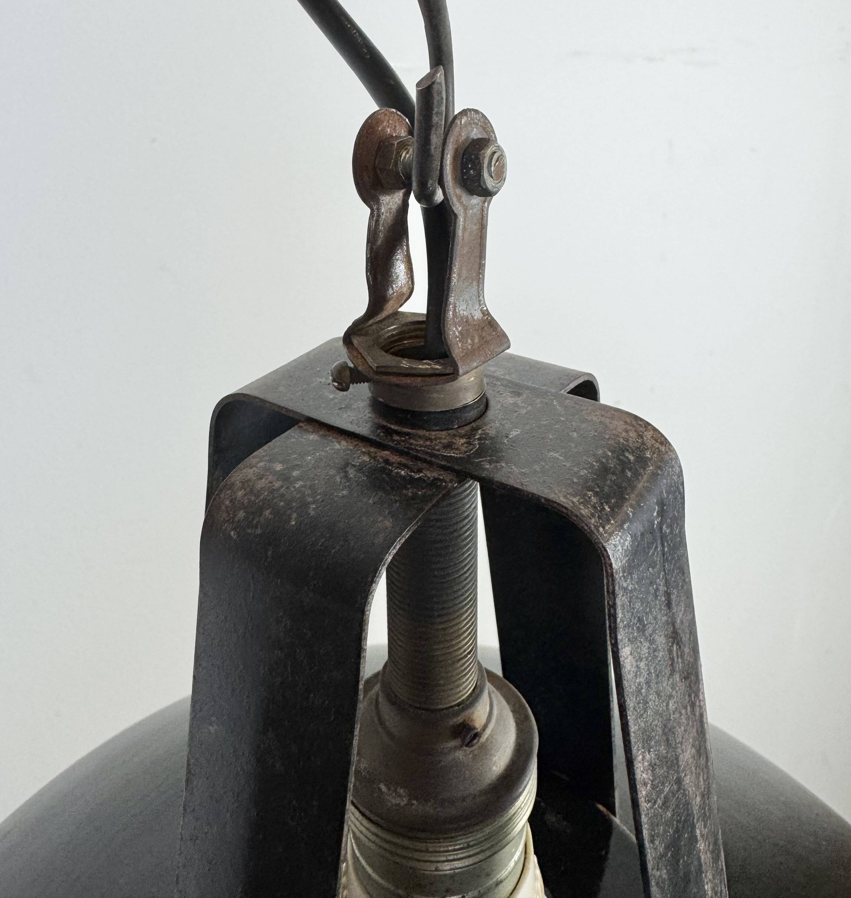 Industrial french black enamel pendant lamp from mazda, 1960s