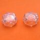 Pair of geometrizing shaped saltrons in cut glass