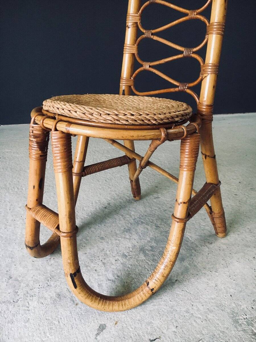 Mid-Century Bamboo High Back Chair from Rohé Noordwolde, Netherlands, 1960s