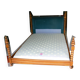 Wooden canopy bed with velvet headboard 190 cm / 140 cm