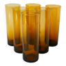 Set of 6 amber Long Drink glasses, 1970