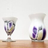 Vintage German glass vase and cup by Hans Jürgen Richartz for the Richartz art collection, set of 2.