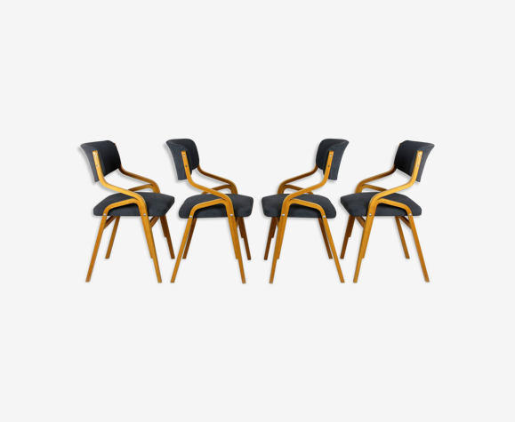 Chaises tchèques de contreplaqué bent de Holesov, 1970