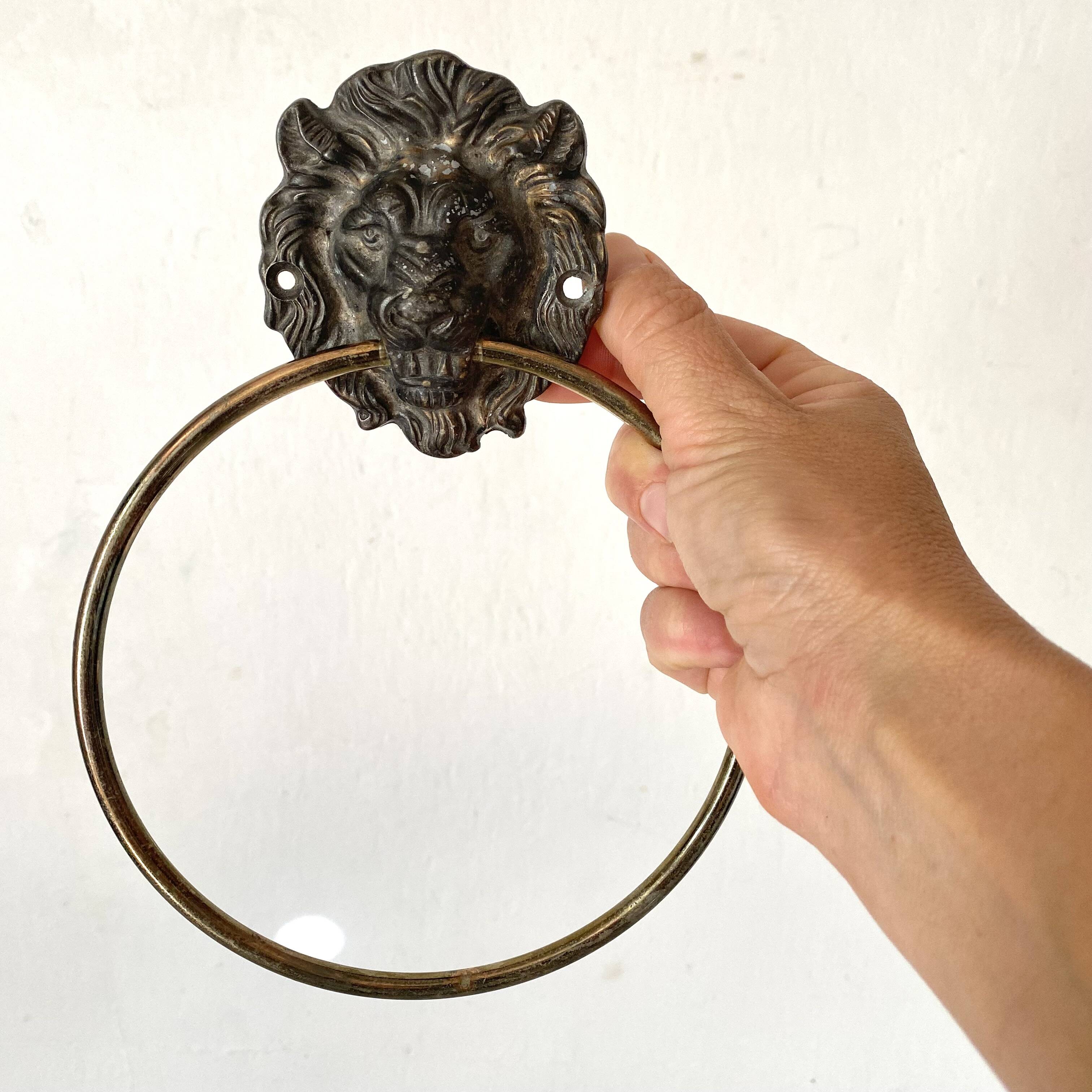 Lion head wall towel holder