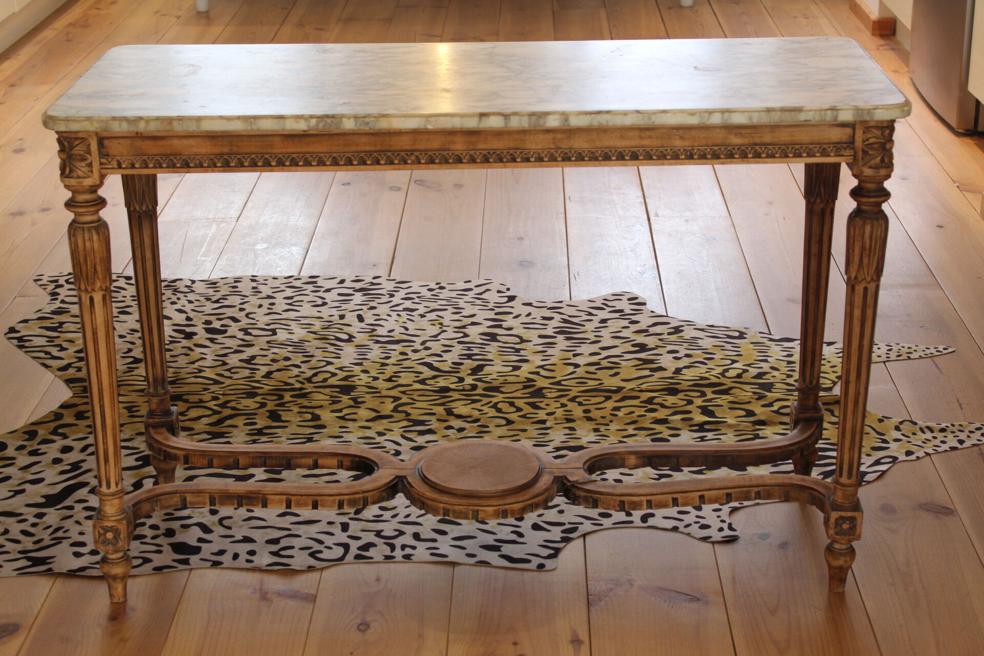Console old feet wood and marble top